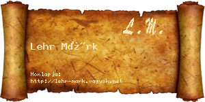 Lehr Márk névjegykártya